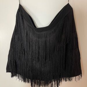 Black Fringe Mini Skirt